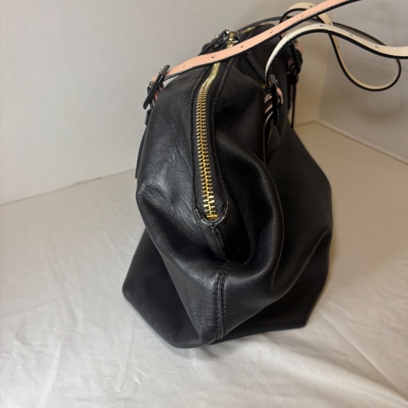 Kate Spade New York Waverly St. Drew Satchel 12x18" Black bag w/ White/Pink - Picture 5 of 14